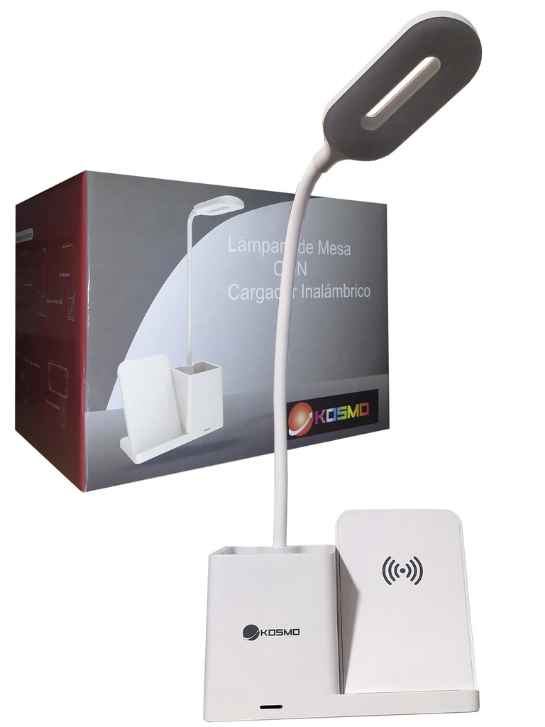 Lámpara de mesa con carga inalámbrica de teléfono y portalápices KOSMO
