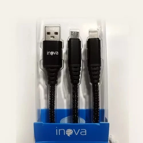 Cable Inova CAB-016 con entrada USB salida Micro USB y IPhone
