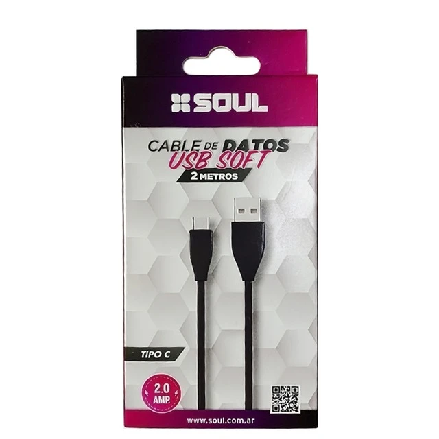 Cable Micro USB Soft 2mts Carga rápida soul
