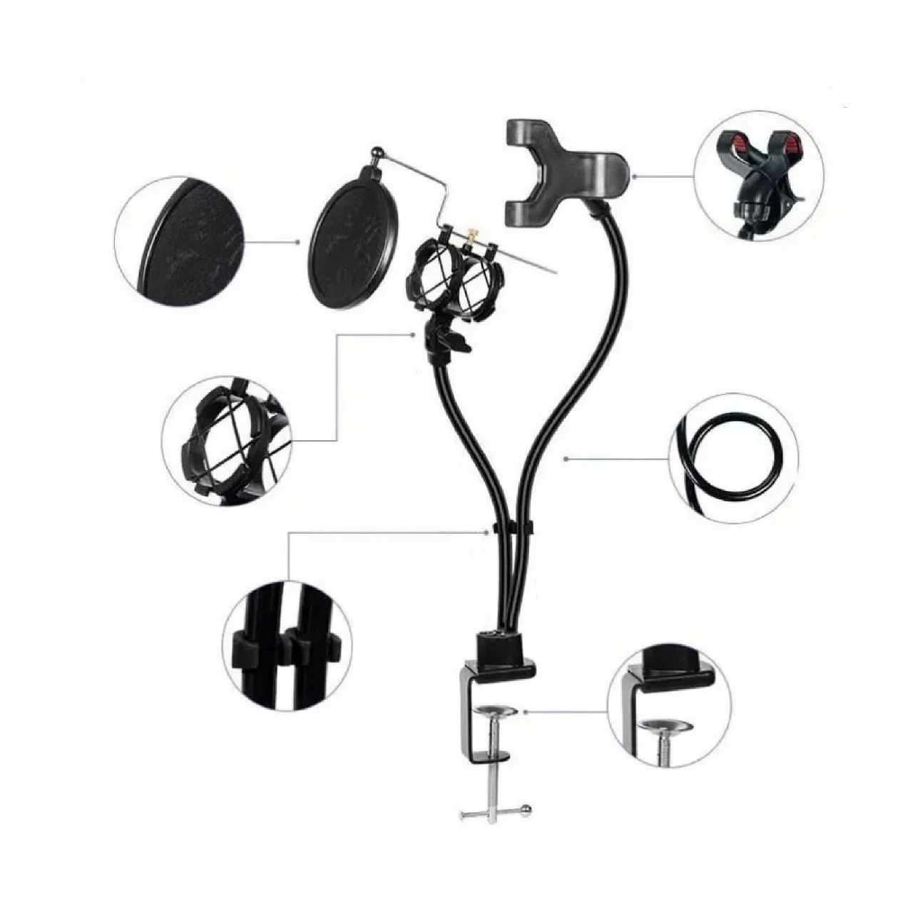 Soporte Para Microfono Y Celular - Brazo Filtro Pinza - SA13 - SKYWAY SKU: 4043 skyway