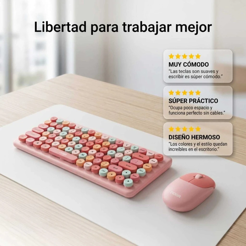 Noga Kit Teclado + Mouse Inalambrico Noga S5700 COLORES