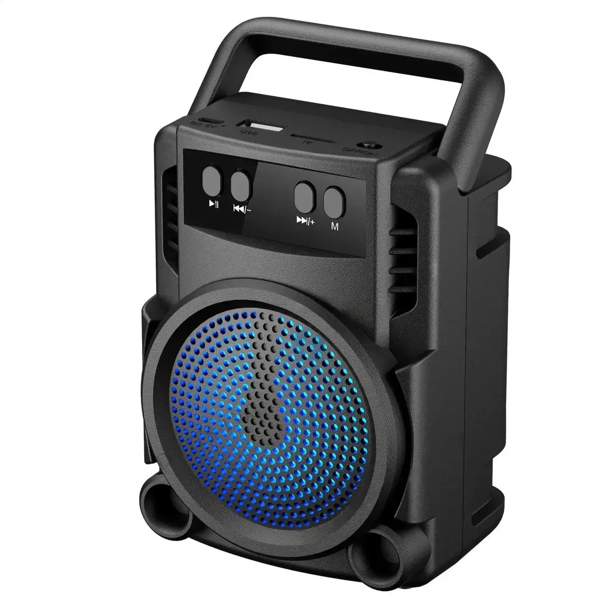 Parlante Portátil Bluetooth Recargable Con Luz Led Para Fiesta Negro 3 pulgadas gts-1360