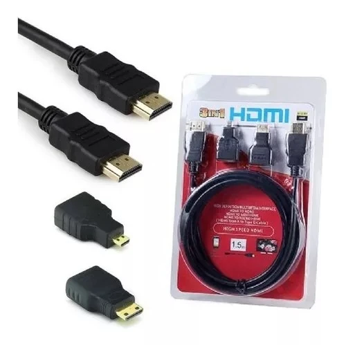 Cable Hdmi Mas Adaptadores Micro Hdmi Y Mini Hdmi HDTV 1.5 MTS