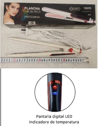 PLANCHA PELO PROFECIONAL CON PANTALLA REGULADOR TEMPERATURA DIGITAL PP19 SEIS