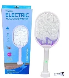 RAQUETA MATA MOSQUITO USB CON FUNCION DE LUZ ATRAE MOSQUITO UV