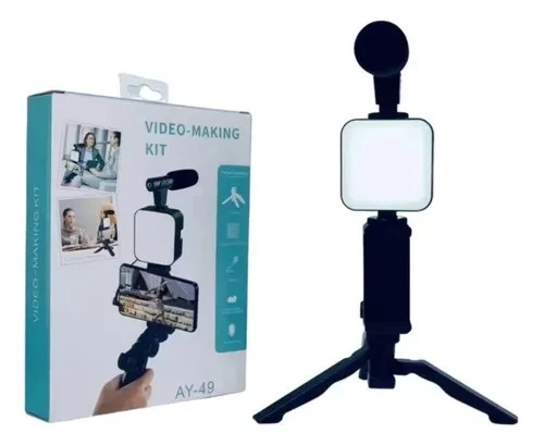 Kit Video Making Streaming Trípode Luz Led Micrófono Ay-49