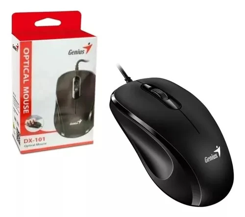 Mouse Oficina Genius Dx101/DX-1255 Optico Usb Con Cable Color Negro
