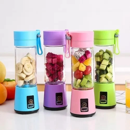 Licuadora portátil Genérica Portátil HM-03 380 L con USB celeste y jarra de plástico