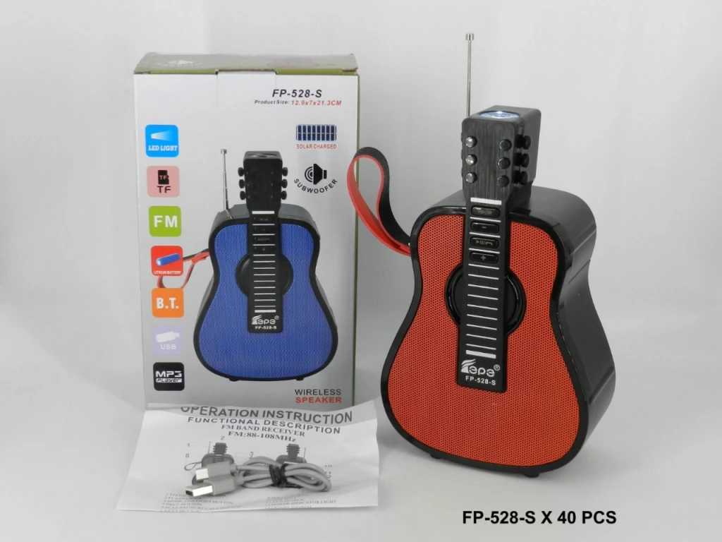 Parlante Portatil Bluetooth Radio Fm Auxiliar Sd Solar Luz Color Negro 528