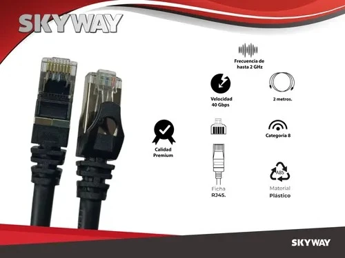 Cable De Red Utp Rj45 - Categoría 8 - 2 Mts Interior Skyway