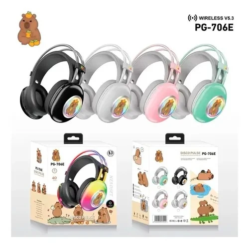 Auriculares Capybara Capibara Carpincho Con Luz De Colores MALIBU