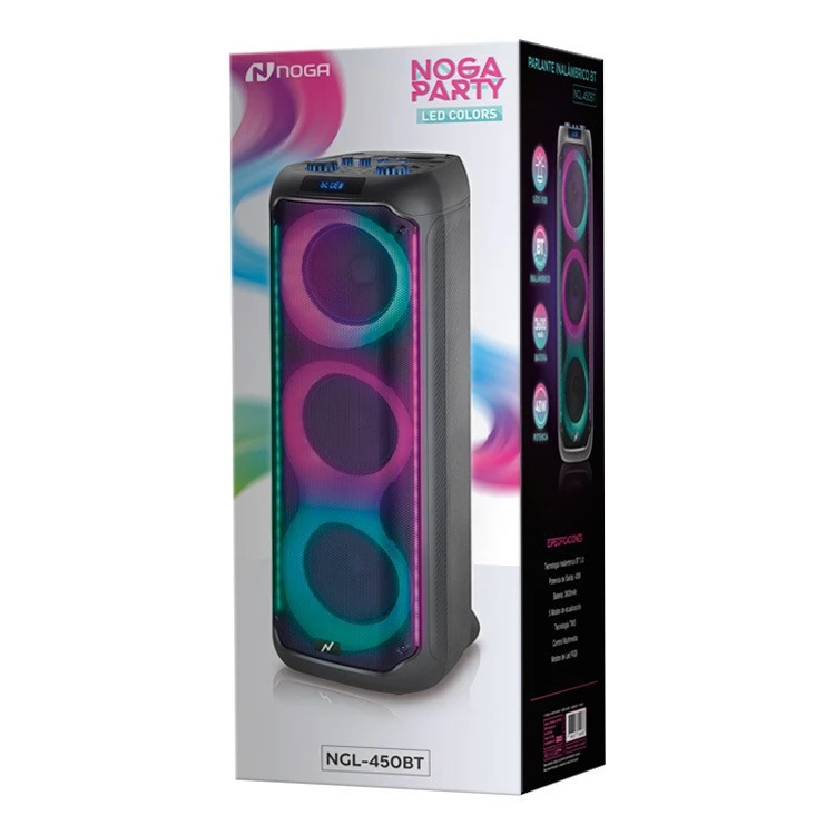 Parlante Portatil Ngl-450bt Bluetooth 5.0 Tws 3x8 Rgb 2 Mic - NOGA PARLANTES INALAMBRICOS