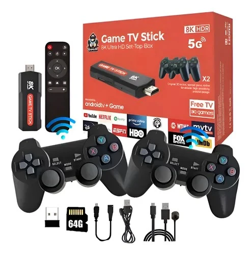 Nueva Versión Game Stick  8k  5g x2-tv Mas De 30.000 Juegos Mod 2025 Negro
