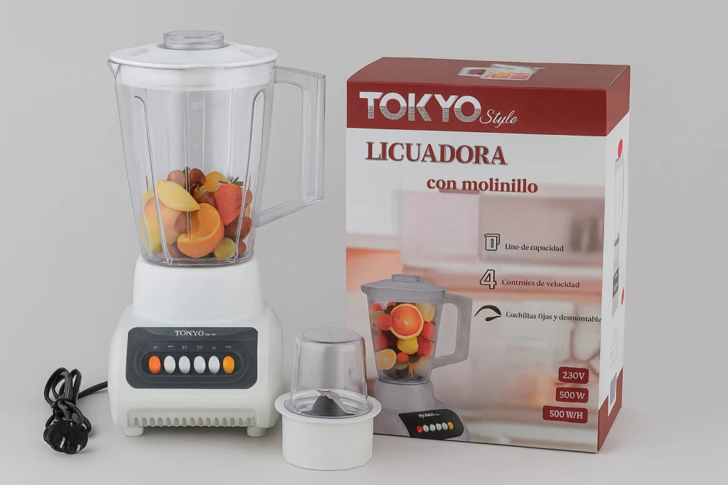 licuadora con molinillo TOKYO-74.jarra 1.5lts,4 cuhillas acero inoxidable