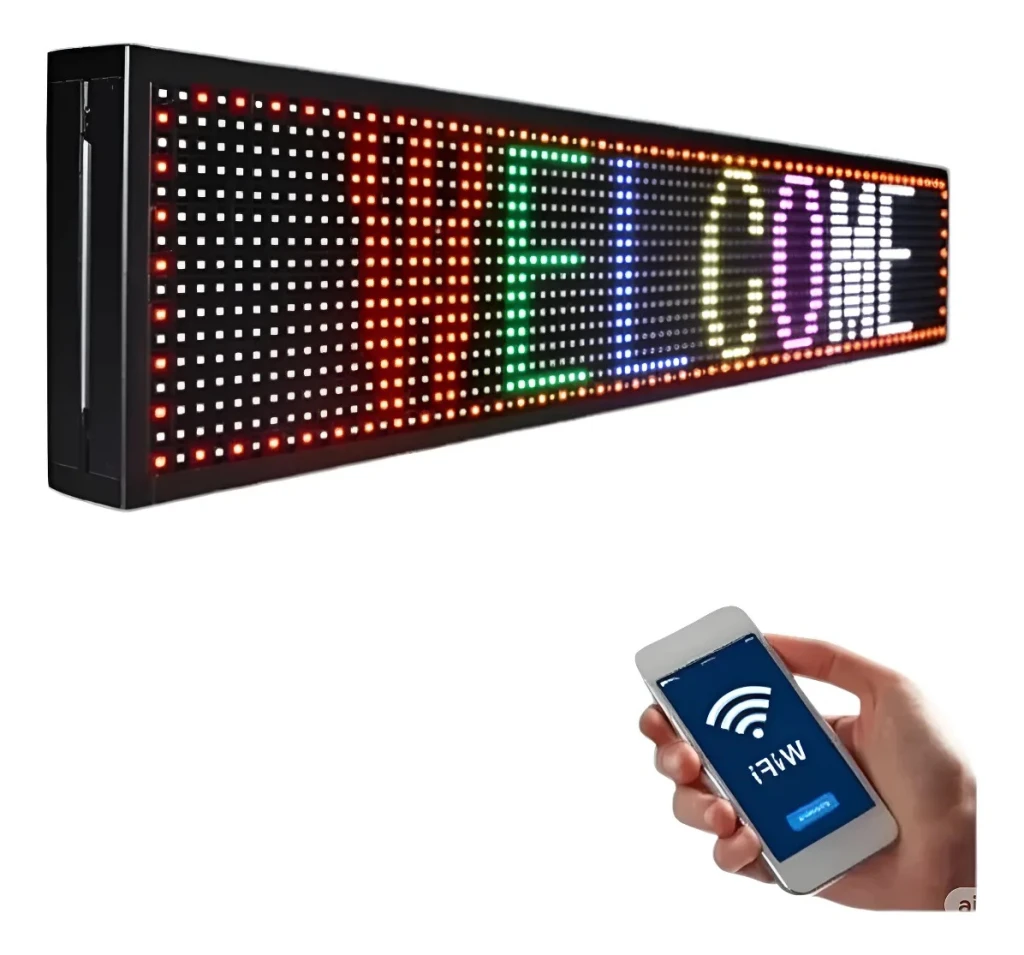 Cartel Led Programable Pasante Wi Fi Movimiento 220 V rojo,azul,blanco 1*20 mts