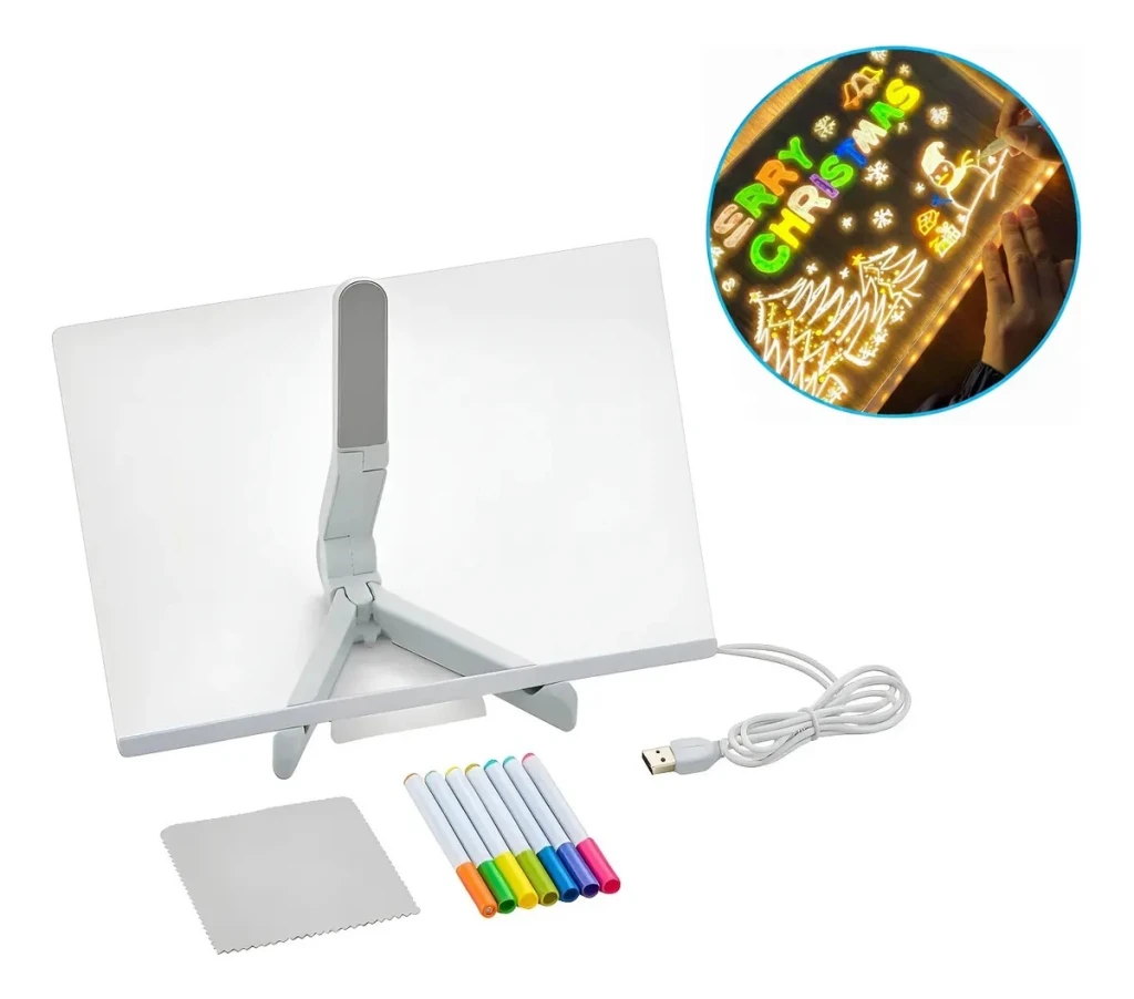 pizarra magica luminosa 30*20 luz led usb acrilico con fibron blanco DIY3020