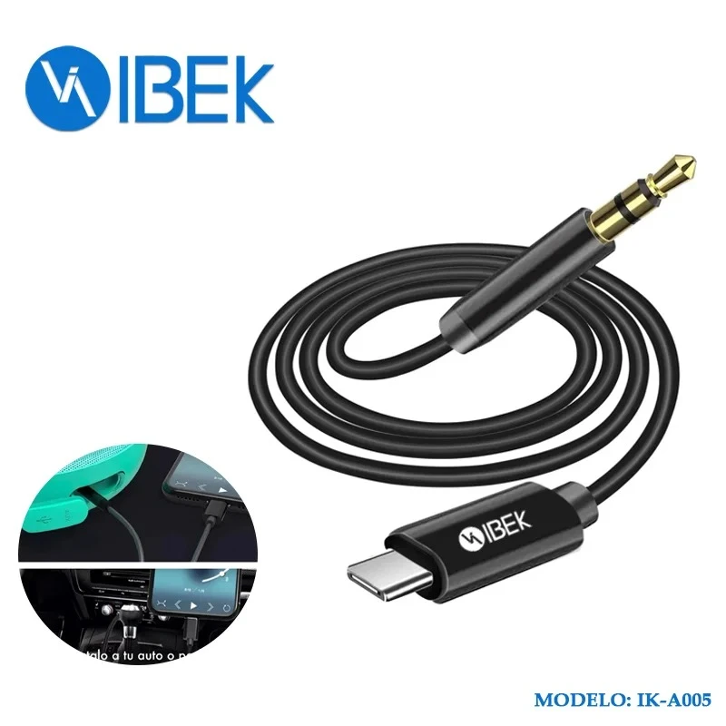 CABLE TYPE C A AUXILIAR 3.5MM 1M IK-A005 IBEK