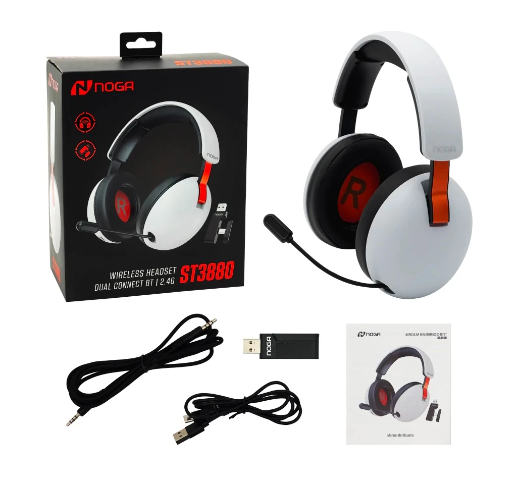 Auricular Gamer Inalámbrico Noga St-3880 Dual Bluetooth Usb 2.4