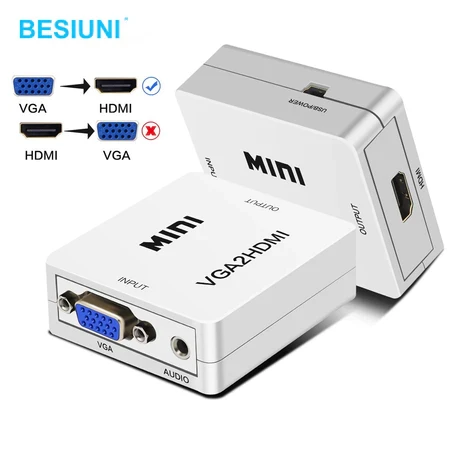 Conversor de Vga a Hdmi con audio analógico a digital color blanco CO3 3472