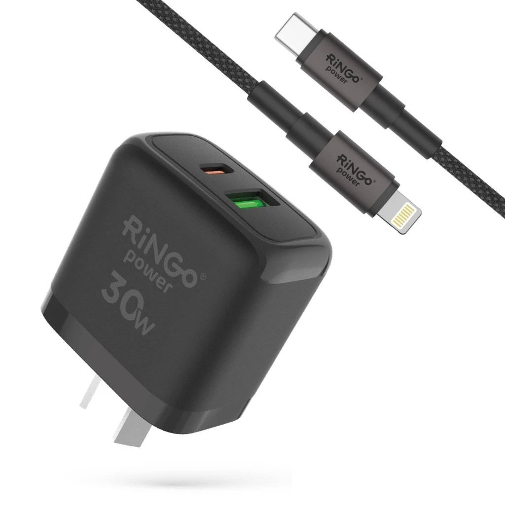 CARGADOR RINGO POWER 30W-A+C-CON CABLE C A IPHONE