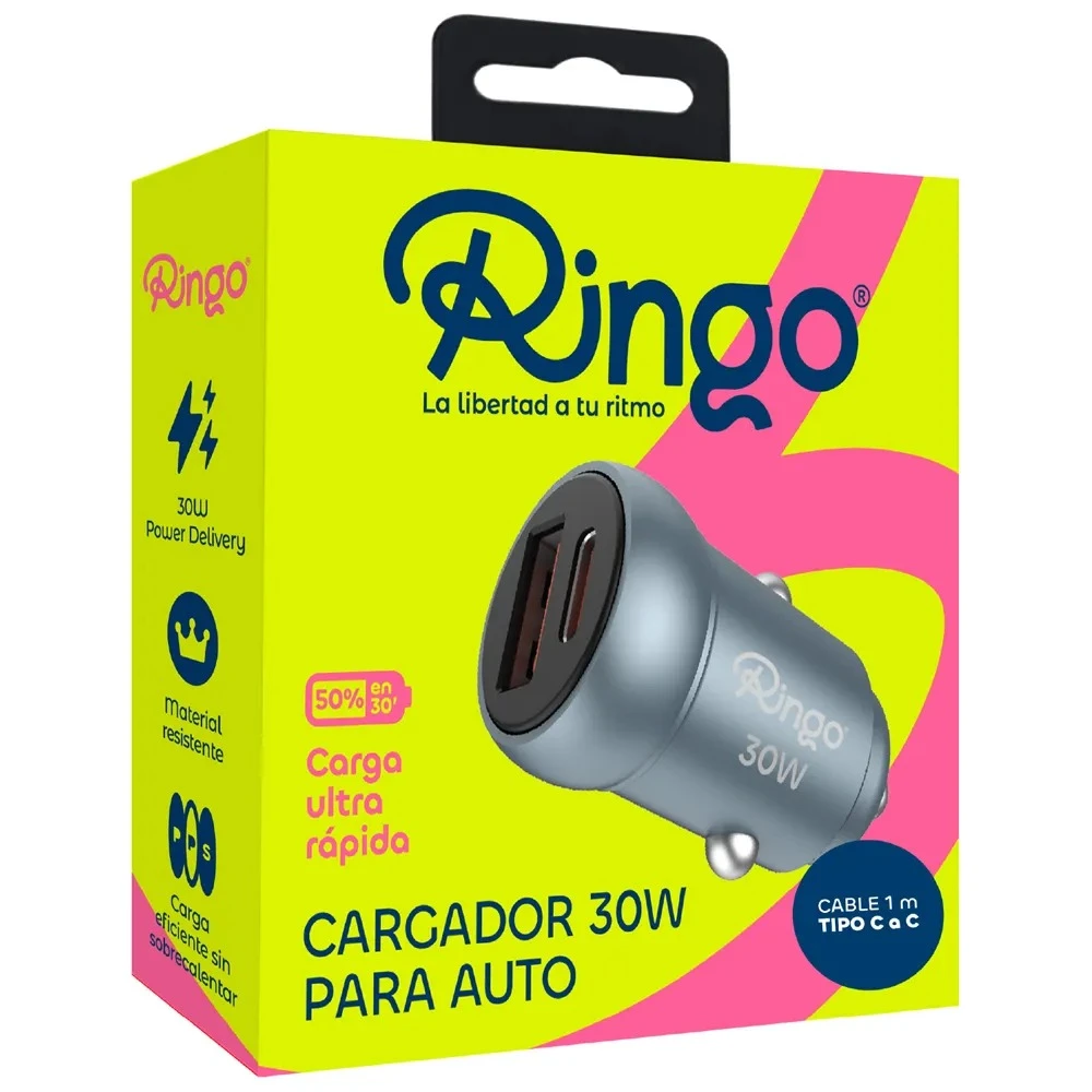 Ringo Cargador Auto 30W - A+C - x 1 (Aluminium Alloy]