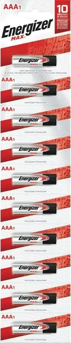 10 Pilas AAA Energizer MAX E92 Alcalina