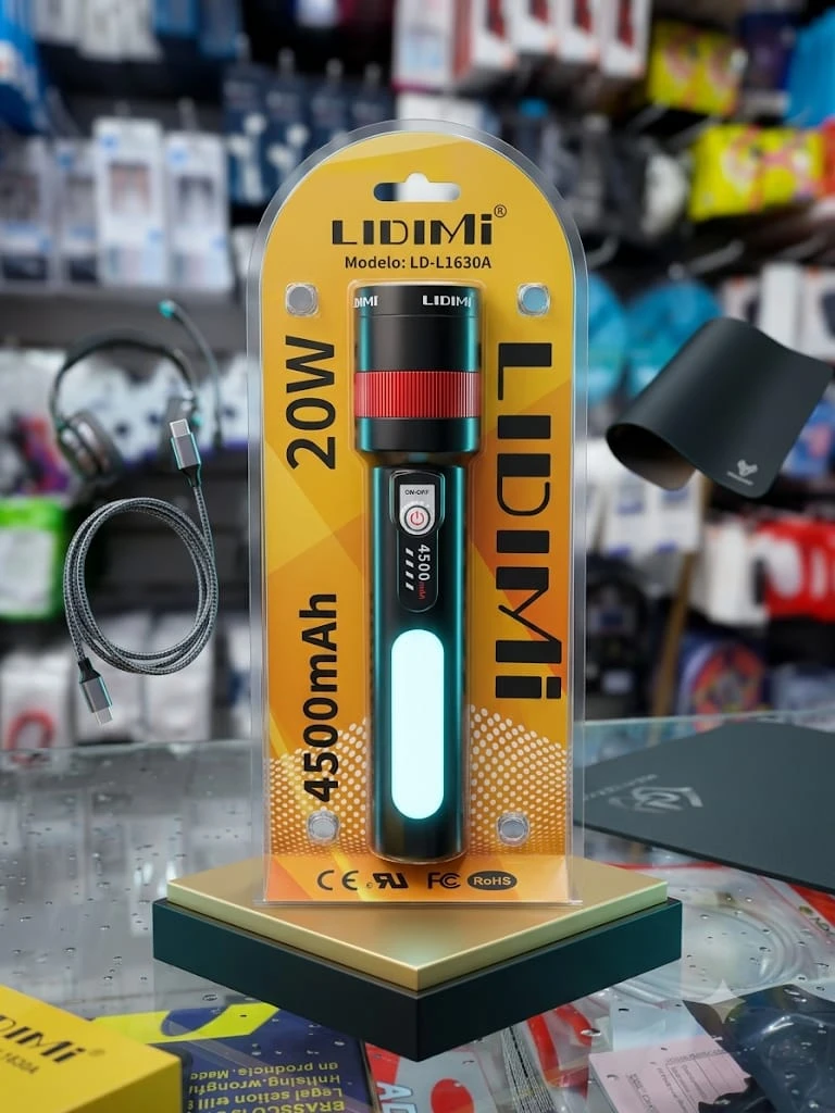 LINTERNA LIDIMI LD-L1630A – Láser 20W, luz lateral y zoom giratorio