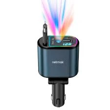 Cargador Auto Netmak NM-UCC9 66W 4 en 1 Cables Retráctiles + Proyector LED