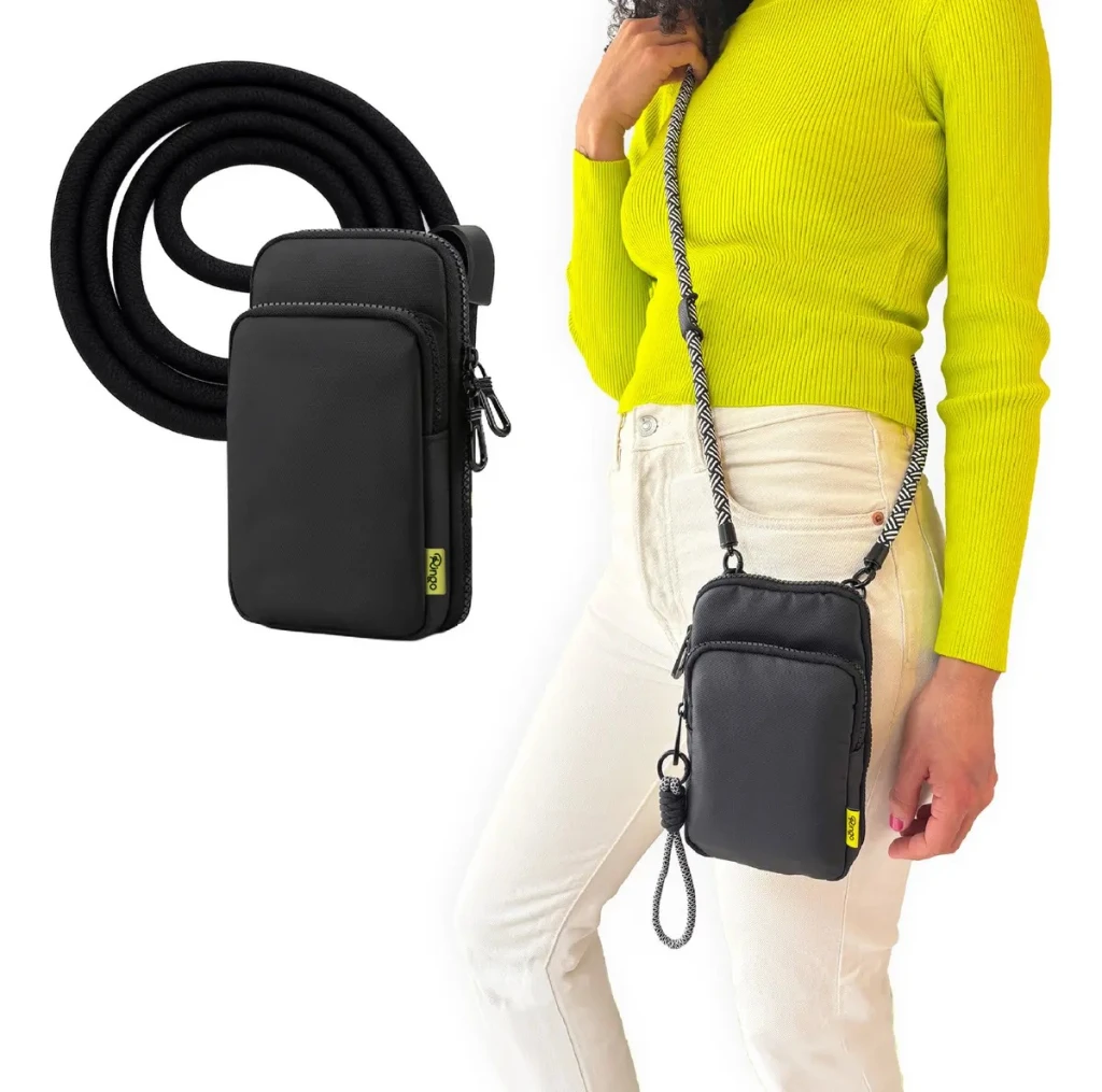 Cartera Bandolera Para Celular Phone Bag Ringo 120cm Color Negro Correa De Hombro Negro Tela Impermeable RINGO
