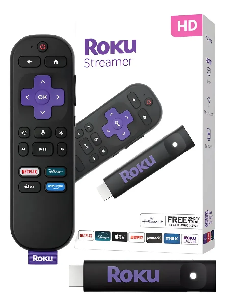 Roku Streamer- HD Roku Streaming Device for TV w/ Voice Remote - Free & Live TV