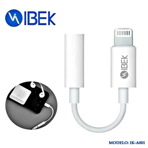 ADAPTADOR PARA AURICULARES 3.5MM A IPHONE LIGHTNING IK-A001 IBEK