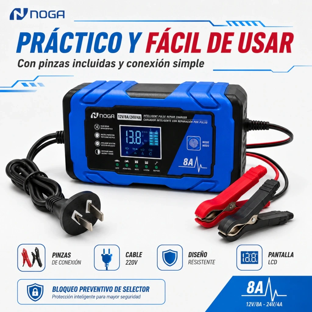 DT-8A NOGA// CARGADOR DE BATERÍAS UNIVERSAL