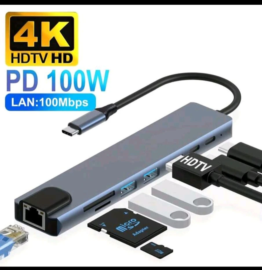 hub usb-type c a 2 usb c+hdtv4k+2 usb+sd+j45 8 en 1