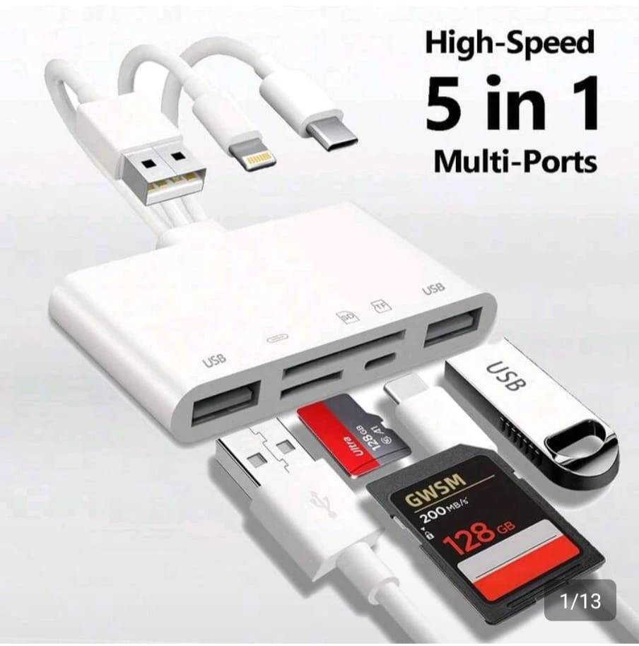 hub usb+type c +iphone a usb+sd+type c+usb 5 en 1