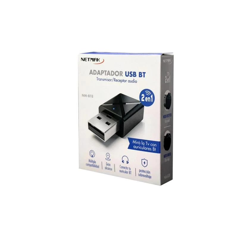 ADAPTADOR USB BLUETOOTH NETMAK -=SOLO AUDIO=- TRANSMISOR Y RECEPTOR NM-BT8  netmak