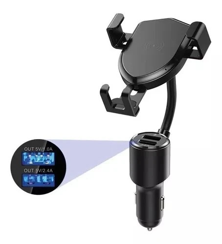 Cargador Inalámbrico Soporte C 2 Usb Para Auto Cargas Simul W5